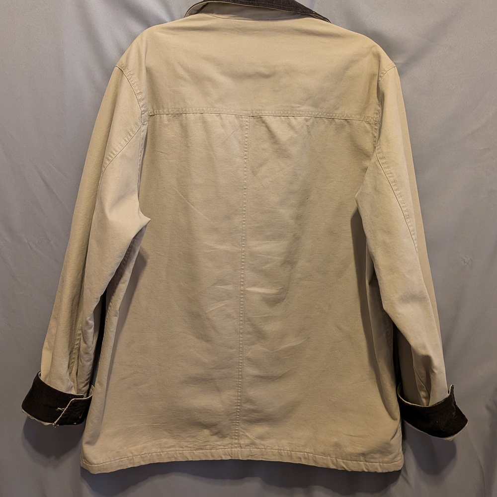 Lands' End Men's Beige Barn Jacket / Chore Coat with Dark Brown Trim. Large - Picture 8 of 11